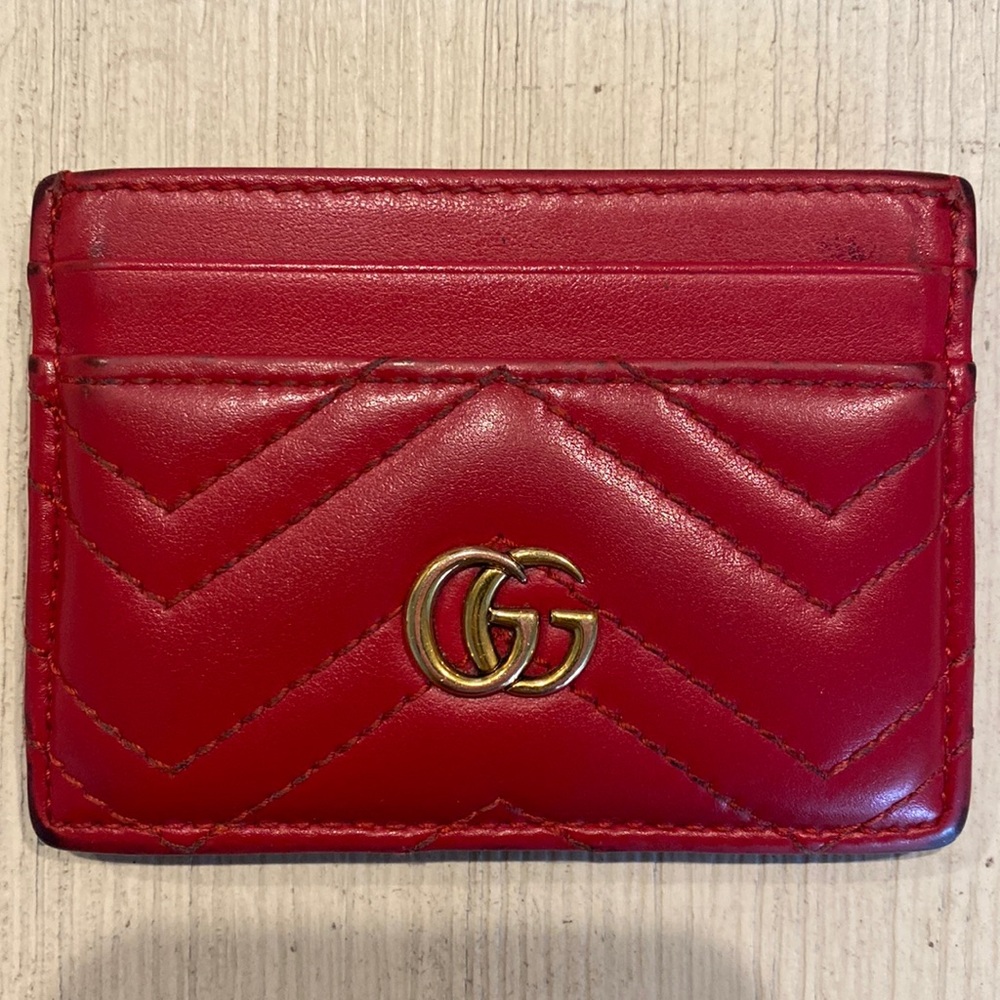 Gucci Marmont Card Case in Hibiscus